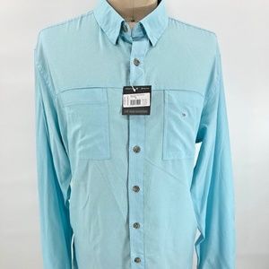 EDDIE BAUER NWT - Men's Guide Shirt Pebble Blue Classic-Fit Long Sleeve Size TXL